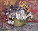 Vincent van Gogh Still life with roses and sunflowers painting